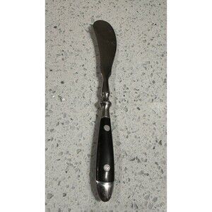 Chefs Bistro Butter Spreader Knife 18/8 Black Woodgrain Stainless Glossy Nice!
